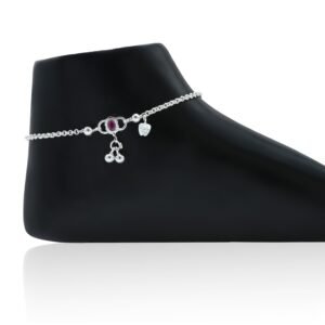 Ethnic Silver Anklet Set With Gemstones - Image 4