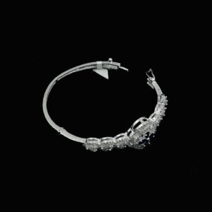 Delicate Silver Bracelet with Centered Blue Flower Stone for Girls. - Image 2